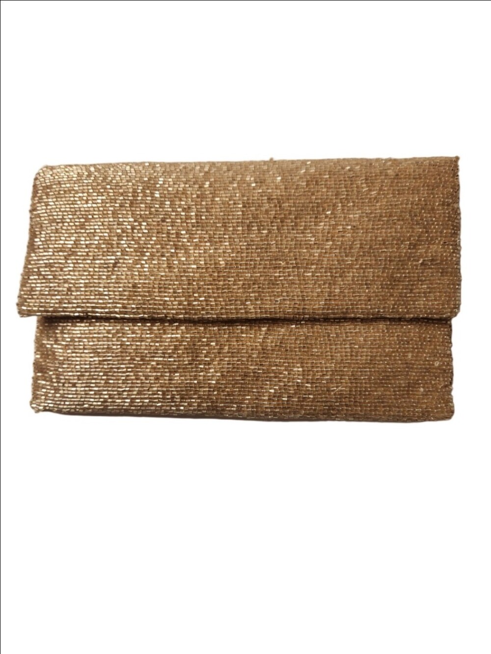 Moyna Metallic Gold  Fold-Over Clutch - Elegant Evening Bag
